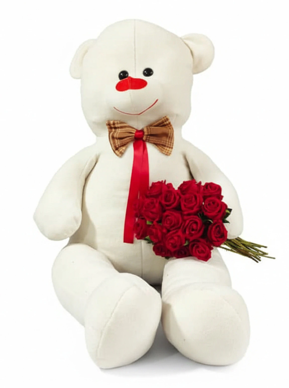 150 Cm Peluş Ayıcık Ve 12’Li Kırmızı Gül Buketi