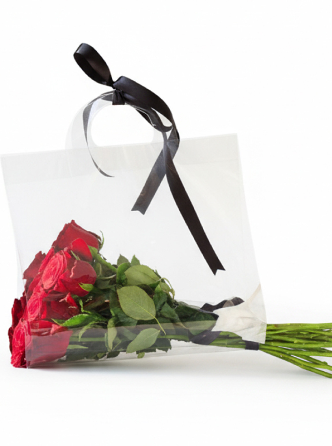 Özel Şeffaf Çantasında 11 Kırmızı Gül – Zarif Ve Modern Çiçek Tasarımı