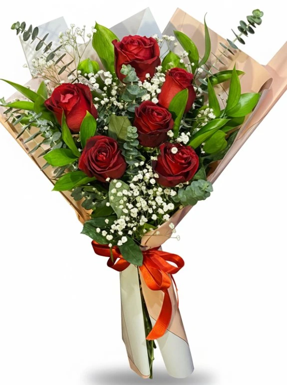 6 Kırmızı Gül Buketi