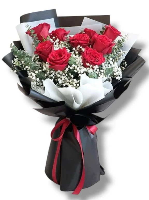 9 Adet Kırmızı Gül
