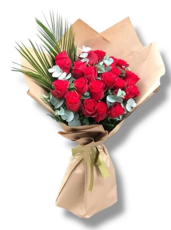 Naturel 21 Adet Kırmızı Gül Buketi